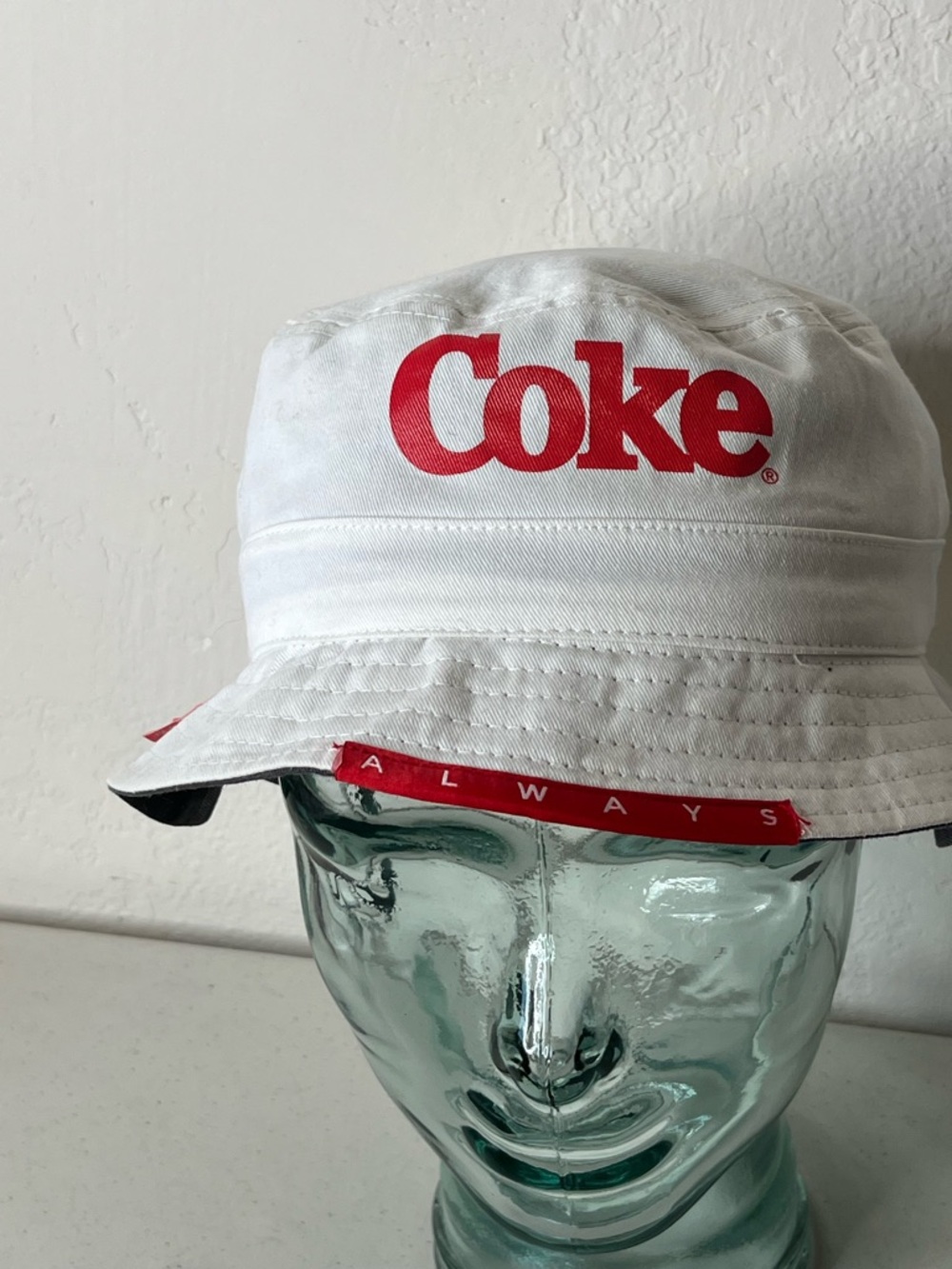 Coca Cola White Bucket Hat with Red Logo
